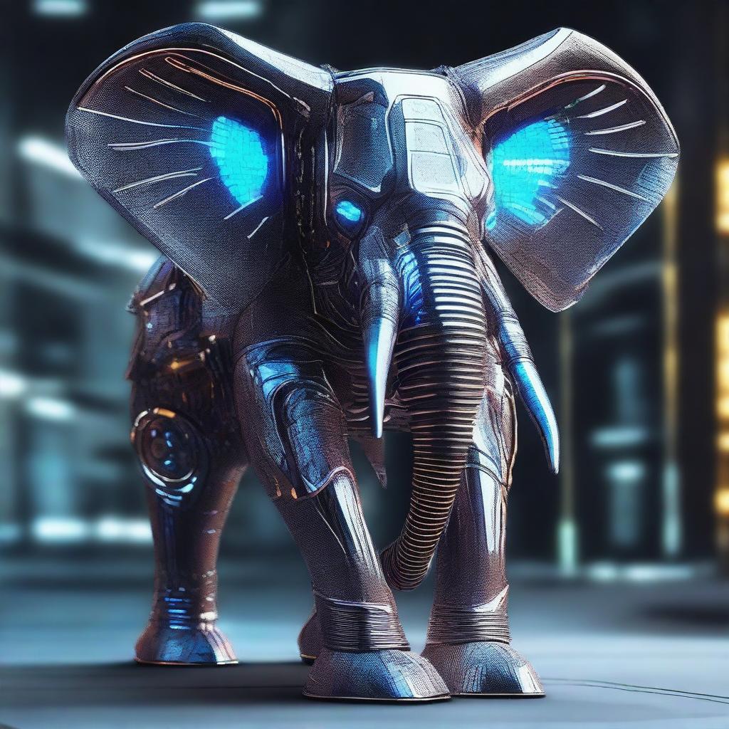 Create an image of a futuristic elephant