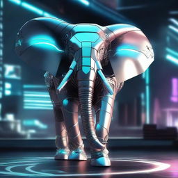 Create an image of a futuristic elephant