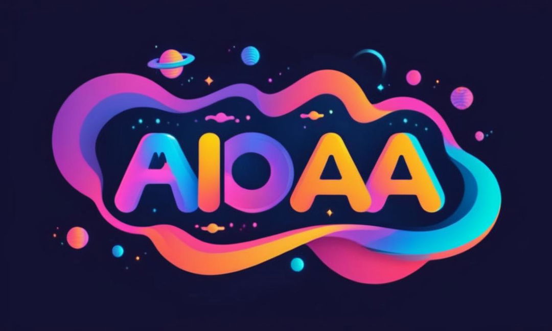 Psychedelic text logo saying 'Made with AI' in vibrant, swirling colors.