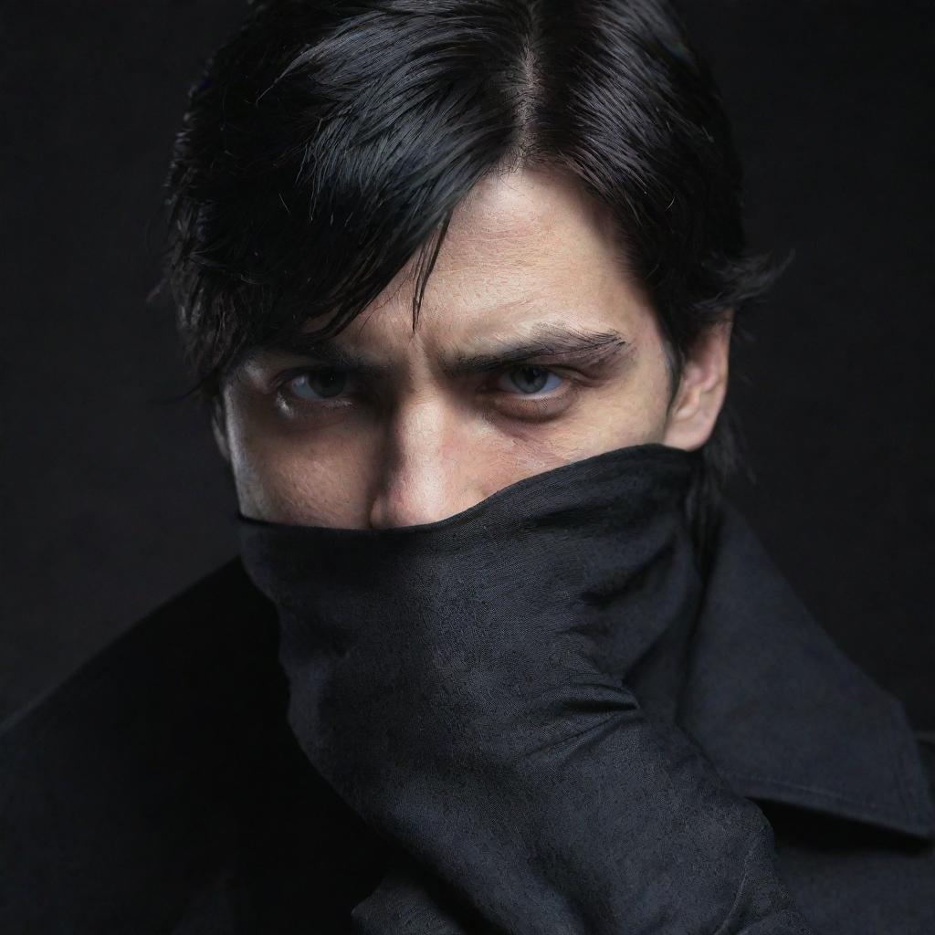 A dark-haired assassin covering one of his eyes