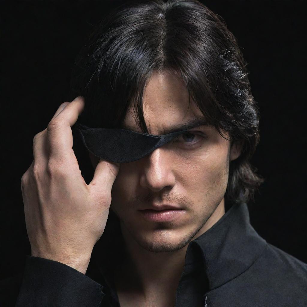 A dark-haired assassin covering one of his eyes