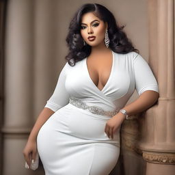 A beautiful lady with a voluptuous figure, focusing on elegance and grace