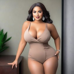 A beautiful lady with a voluptuous figure, focusing on elegance and grace