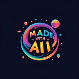 Psychedelic text logo saying 'Made with AI' in a spectrum of swirling colors.