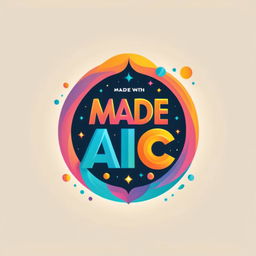 Psychedelic text logo saying 'Made with AI' in a spectrum of swirling colors.