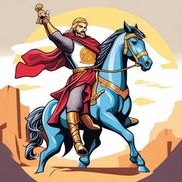 Create an illustration of El Cid Campeador that is suitable for 12-year-old children