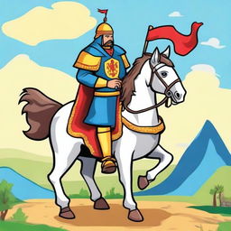 Create an illustration of El Cid Campeador suitable for primary school children