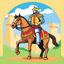 Create an illustration of El Cid Campeador suitable for primary school children