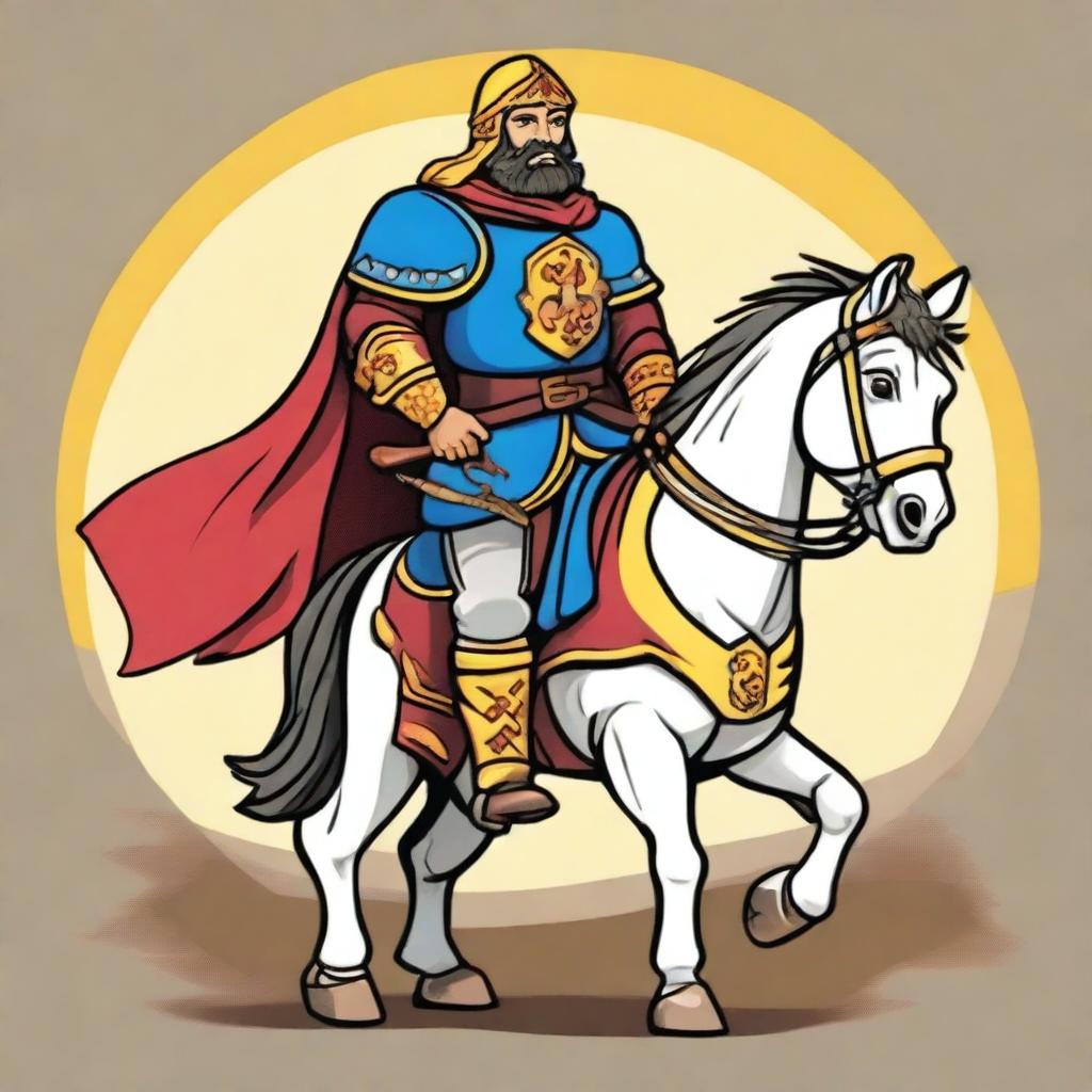 Create an illustration of El Cid Campeador suitable for primary school children