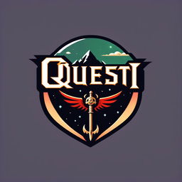 Retro SNES-inspired fantasy RPG game logo for 'Quest 182' with pixelated lettering and fantasy elements.