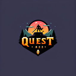 Retro SNES-inspired fantasy RPG game logo for 'Quest 182' with pixelated lettering and fantasy elements.