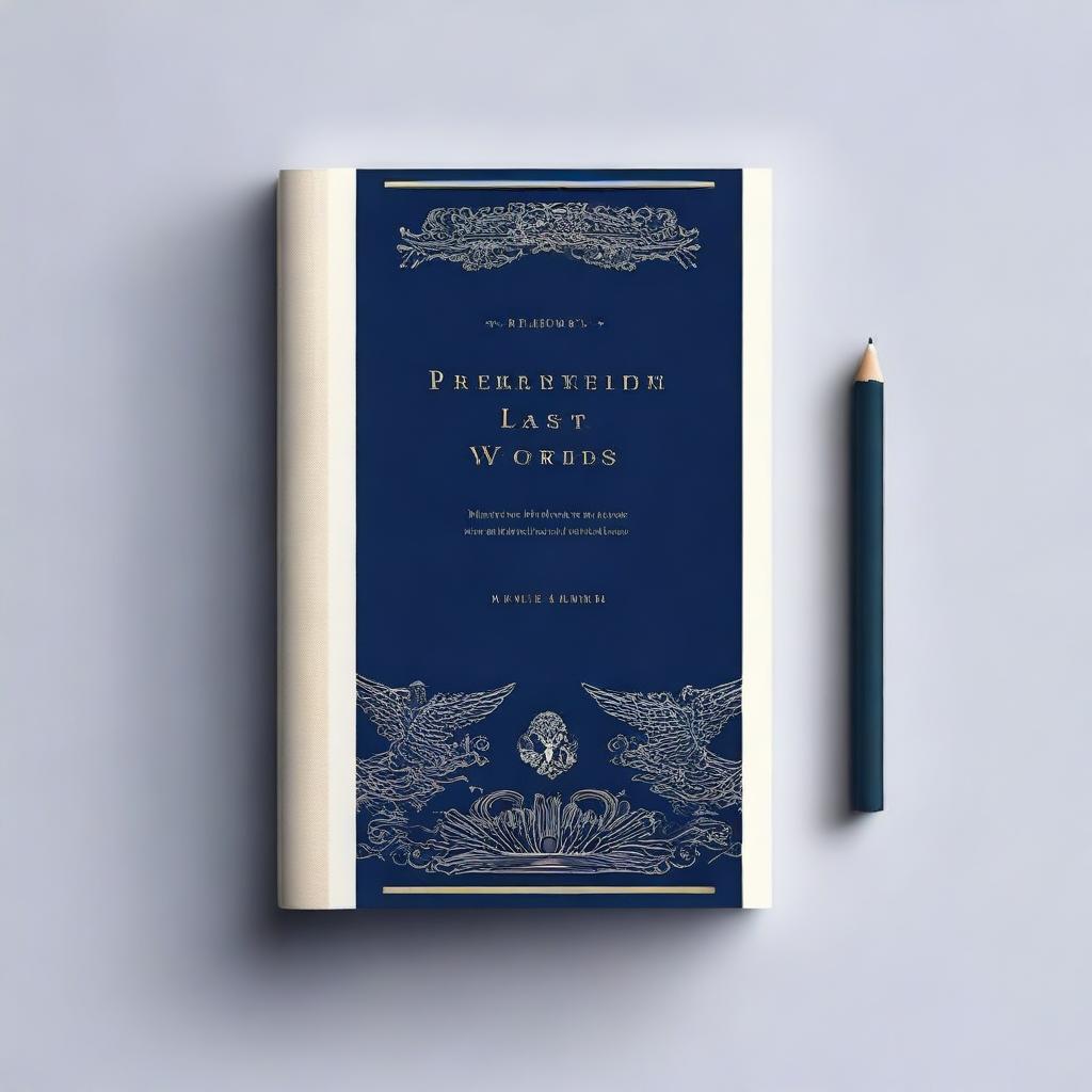 Create a navy blue book cover entitled 'Presidential Last Words'