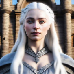 A detailed and realistic portrait of Daenerys Targaryen, the Mother of Dragons, from Game of Thrones