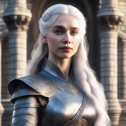 A detailed and realistic portrait of Daenerys Targaryen, the Mother of Dragons, from Game of Thrones