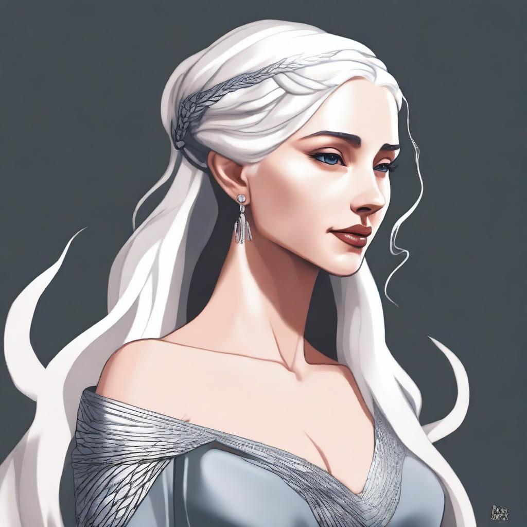 A stylized and slightly suggestive portrait of Daenerys Targaryen, the Mother of Dragons, from Game of Thrones