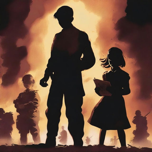 A book cover featuring two parents in shadows on either side, engaged in a fight