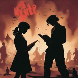 A book cover featuring two parents in shadows on either side, engaged in a fight