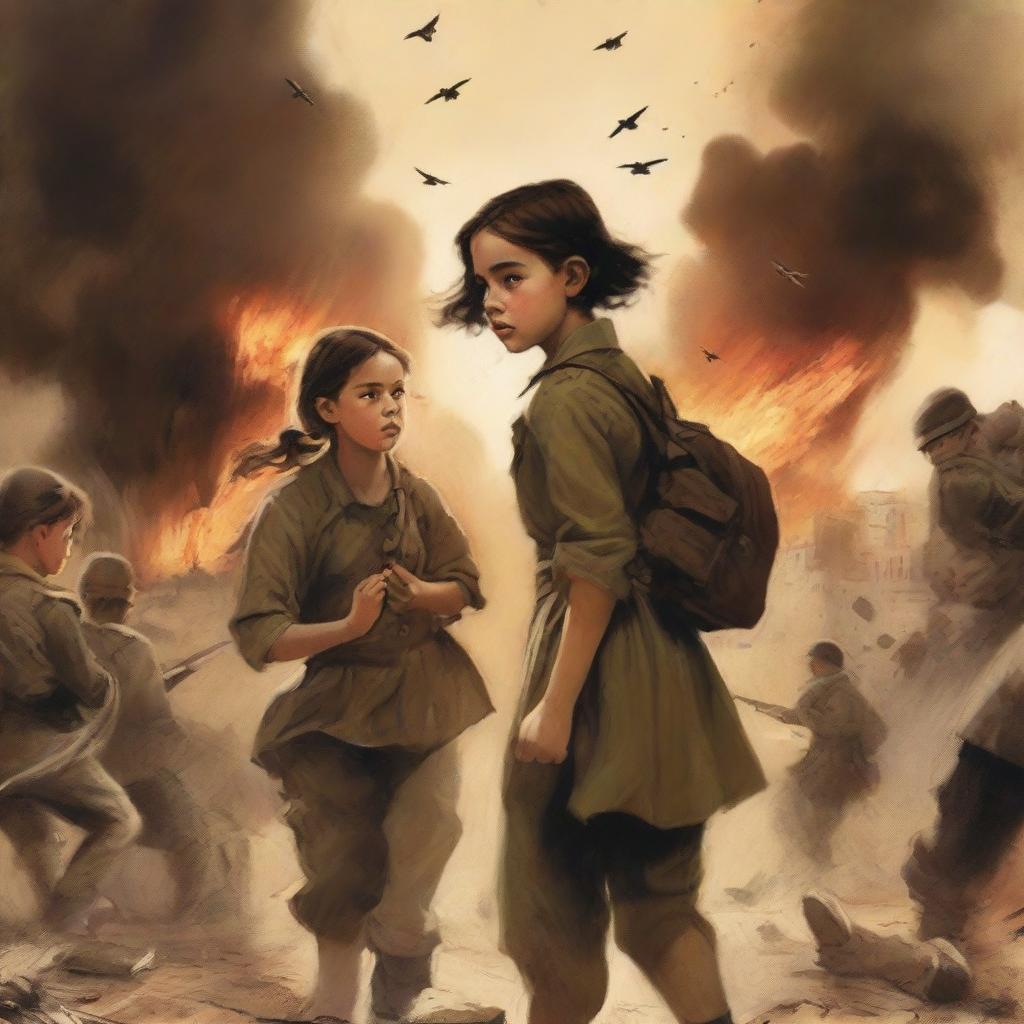 A book cover featuring a girl in the middle reading two letters, with her parents in the background engaged in a fight