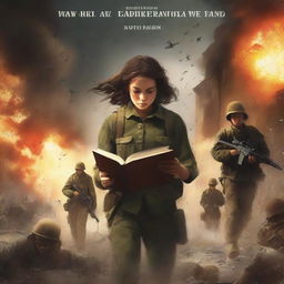 A book cover featuring a war background with soldiers and explosions, creating a dramatic and emotional atmosphere