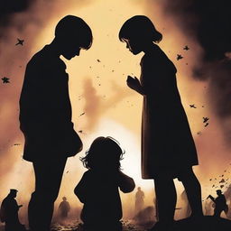 A book cover featuring two parents in shadows on either side, engaged in a fight