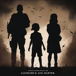 A book cover featuring two parents in shadows on either side and a girl in the middle reading two letters