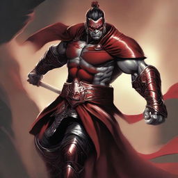 The fantasy god of honor and war called Kain is a formidable warrior, with a muscular build and a fierce countenance