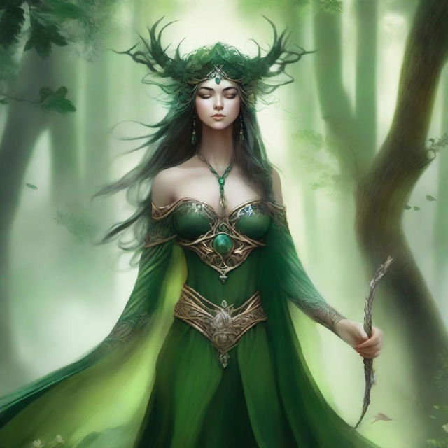 The fantasy goddess of seasons and the hunt called Eldara emanates an aura of serene strength