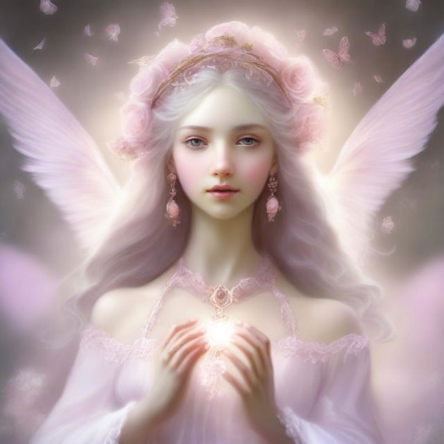 The fantasy goddess of innocence and peace called Seraphina exudes compassion and serenity