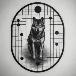 A bold tattoo design embodying the teachings of Andrew Tate, emphasizing the concept of being outside of the system. Symbols could include a lone wolf standing outside a matrix grid, or a man breaking free from chains.