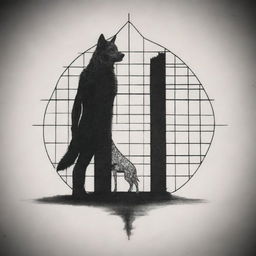 A bold tattoo design embodying the teachings of Andrew Tate, emphasizing the concept of being outside of the system. Symbols could include a lone wolf standing outside a matrix grid, or a man breaking free from chains.