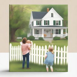 A back cover for a book featuring a picture-perfect house with a white picket fence