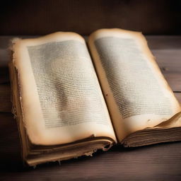 A detailed close-up image of torn pages from an old, weathered book