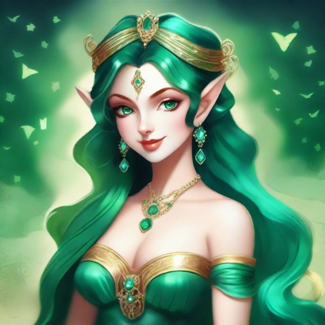 The fantasy goddess of luck and mischief called Lyra is a figure of playful charm