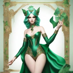 The fantasy goddess of luck and mischief called Lyra is a figure of playful charm, with a smirk that hints at secrets and eyes that gleam with the unpredictability of fortune