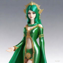 Create a realistic, full-body depiction of the fantasy goddess of luck and mischief called Lyra