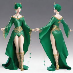 Create a realistic, full-body depiction of the fantasy goddess of luck and mischief called Lyra