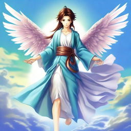 The god of communication and travel called Aeris is a swift and graceful figure, with wings that shimmer with messages from afar