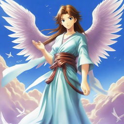 The god of communication and travel called Aeris is a swift and graceful figure, with wings that shimmer with messages from afar