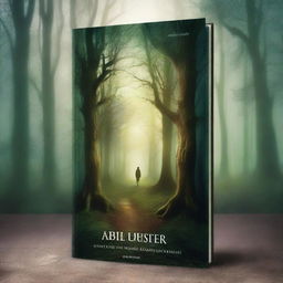 A captivating book cover featuring a mysterious forest with tall, ancient trees