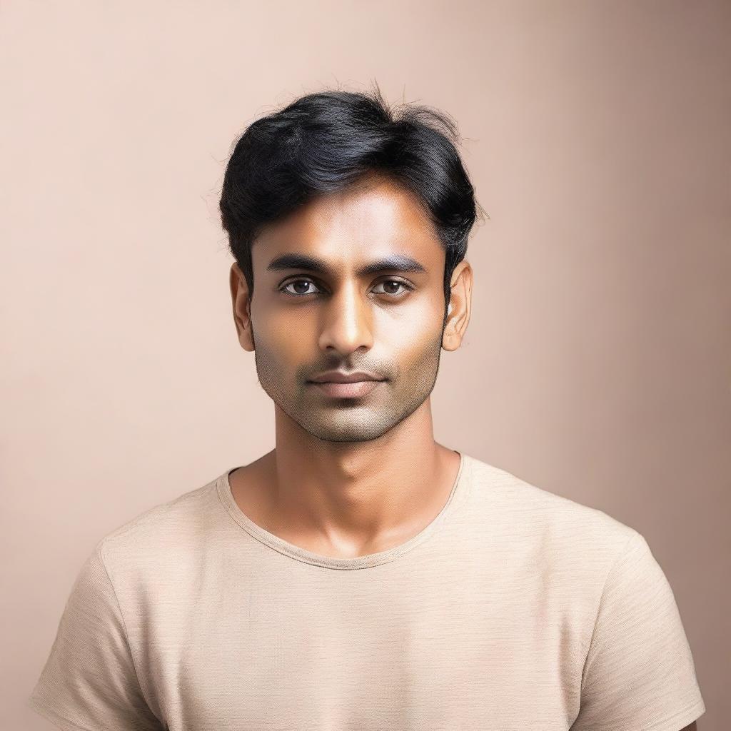 An Indian man with a thin build and fair skin tone, appearing slightly less attractive