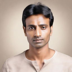 An Indian man with a thin build and fair skin tone, appearing slightly less attractive