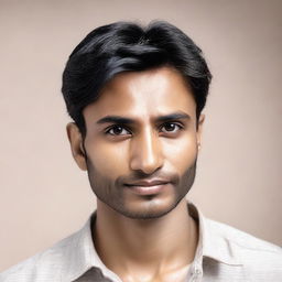 An Indian man with a thin build and fair skin tone, appearing slightly less attractive