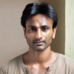 An Indian man with a thin build and fair skin tone, appearing slightly less attractive