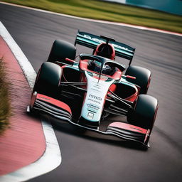 A high-resolution image of a Cupra F1 car racing on a track