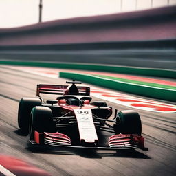 A high-resolution image of a Cupra F1 car racing on a track