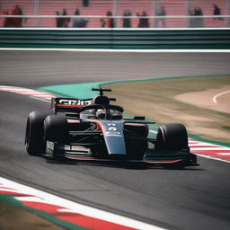 A high-resolution image of a Cupra F1 car racing on a track