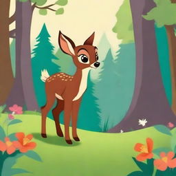 Create a movie poster for the classic Disney animated film 'Bambi' from 1942