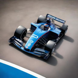 A high-resolution image of a Bugatti F1 car racing on a professional track