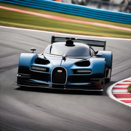 A high-resolution image of a Bugatti F1 car racing on a professional track