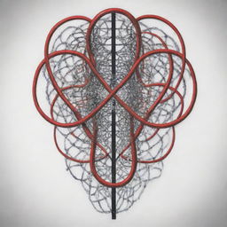 An abstract tattoo design intertwining Andrew Tate's teachings and the Matrix. Utilize symbols like a breaking chain representing commercial emancipation, a red pill for awakened consciousness, and digital binary code suggesting the virtual matrix world.